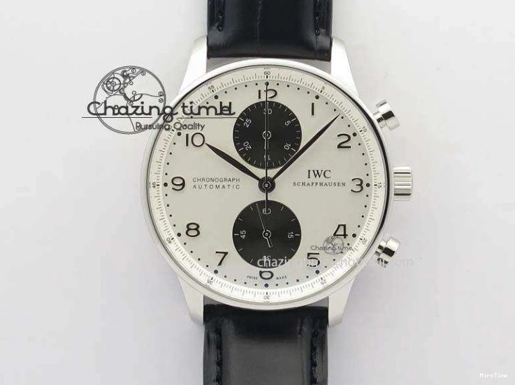 MIROTIME 0401 Casual Portuguese IW371405 ZF 1:1 Best Edition SS White Dial Silver Markers On Black Leather Strap A 7305